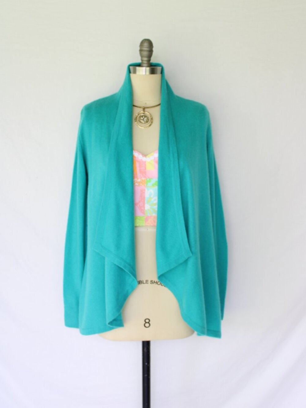 Lilly Pulitzer dress cardigan cocoon cashmere Marette Seabrook Celine teal S - Picture 2 of 8